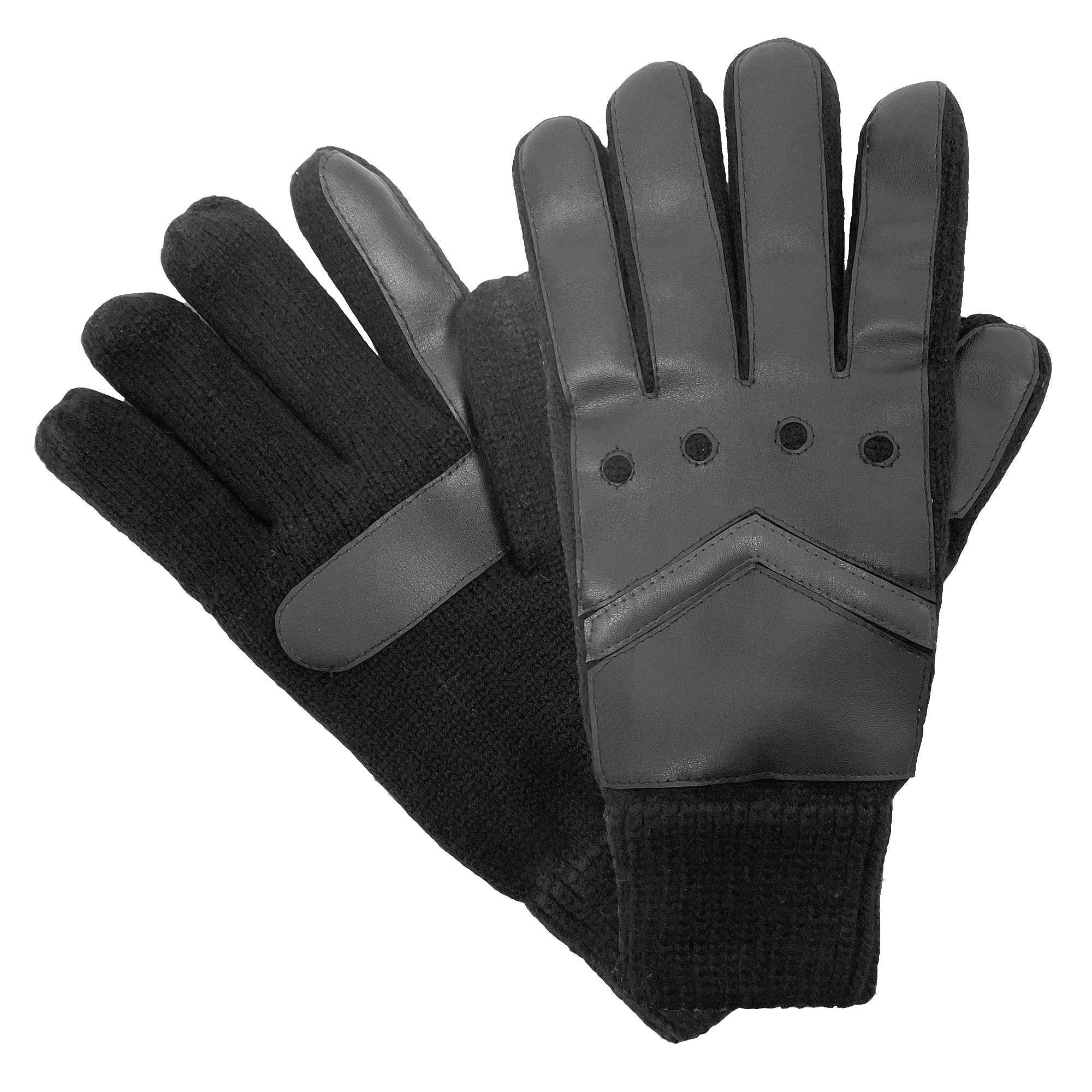 Isotoner® Men's smarTouch® Recycled Knit Driving Inspired Glove with Faux Nappa Inset and SmartDRI™
