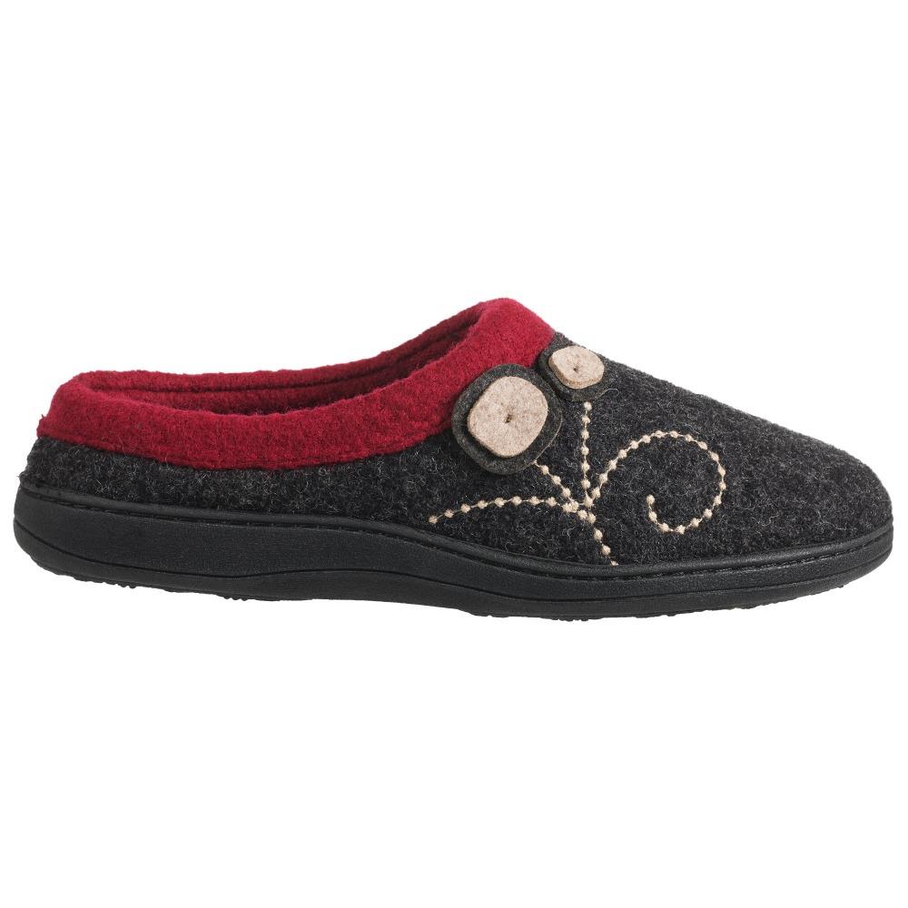 Women's Dara Boiled Wool Slippers Charcoal Button Profile