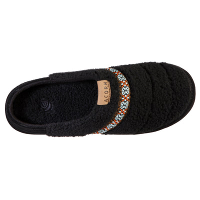 Acorn Women's Recycled Berber with Suede Hoodback Slippers with Woven Trim