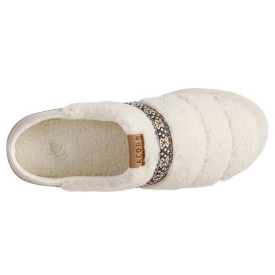 Acorn Women's Recycled Berber with Suede Hoodback Slippers with Woven Trim