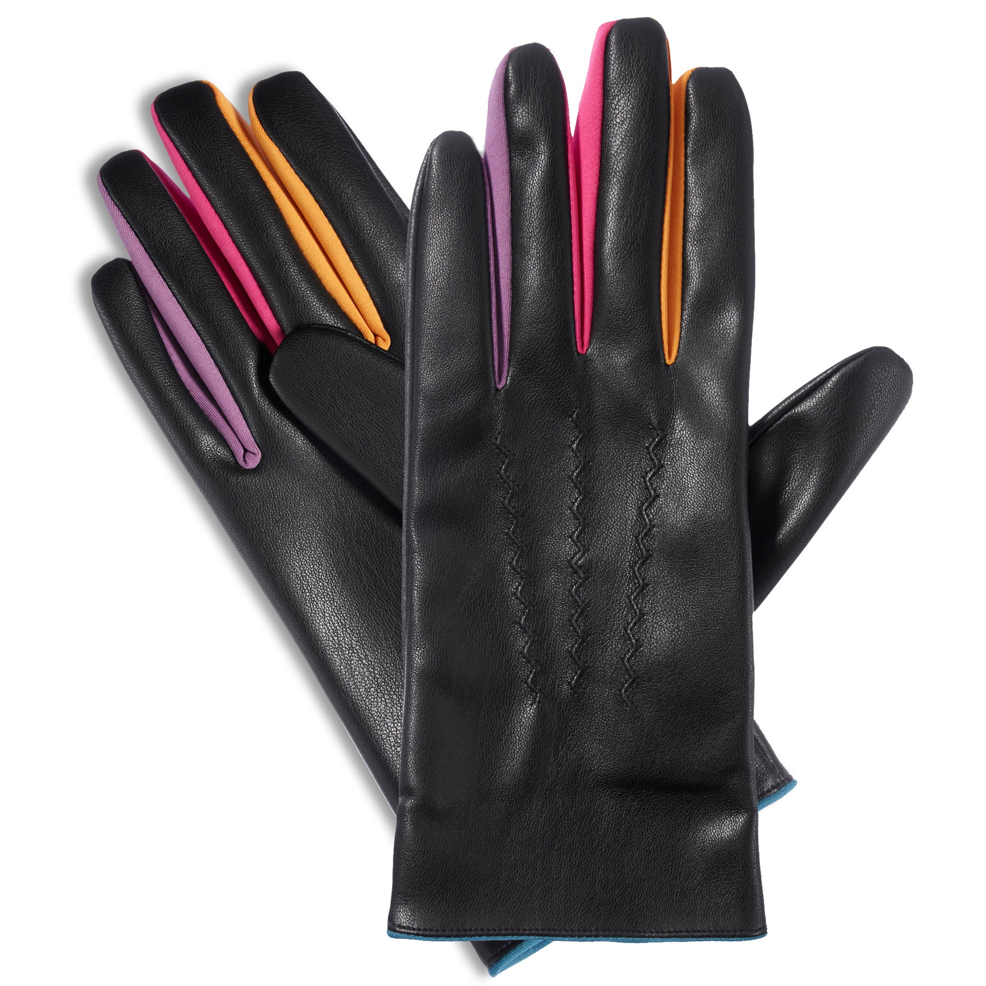 Isotoner Women's Faux Nappa smarTouch® Glove with Coloured Fourchettes
