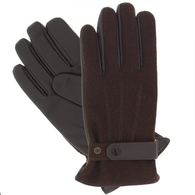 Isotoner® Men's smarTouch™ Flannel and Leather Glove with Wrist Strap