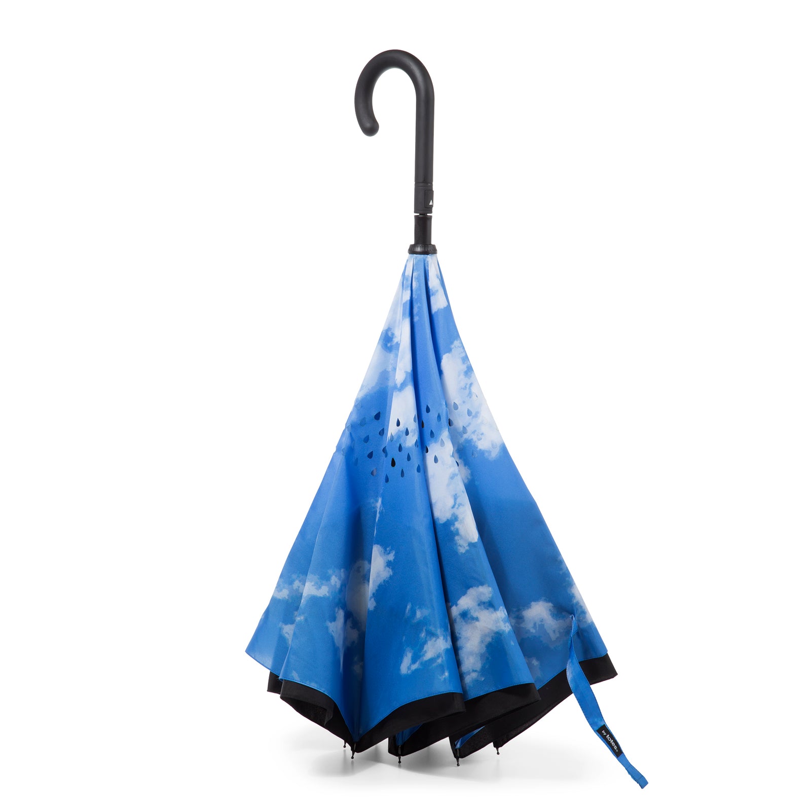 totes InBrella Reverse Close NeverWet Umbrella clouds standing up