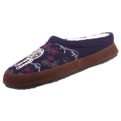 Women's Forest Mule Slippers in Navy Moose Right Angled View