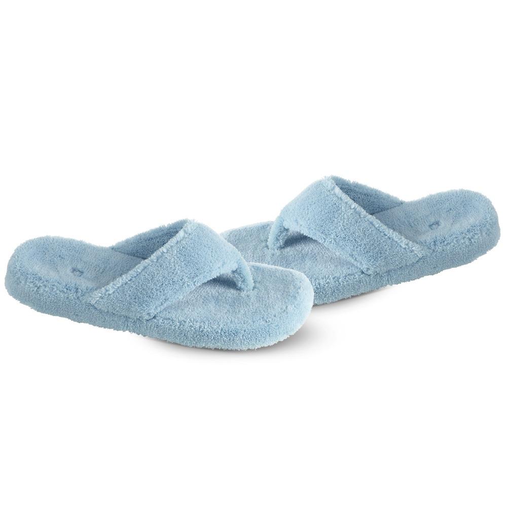 Women's Spa Thong Slippers in Turquoise Right Angled View