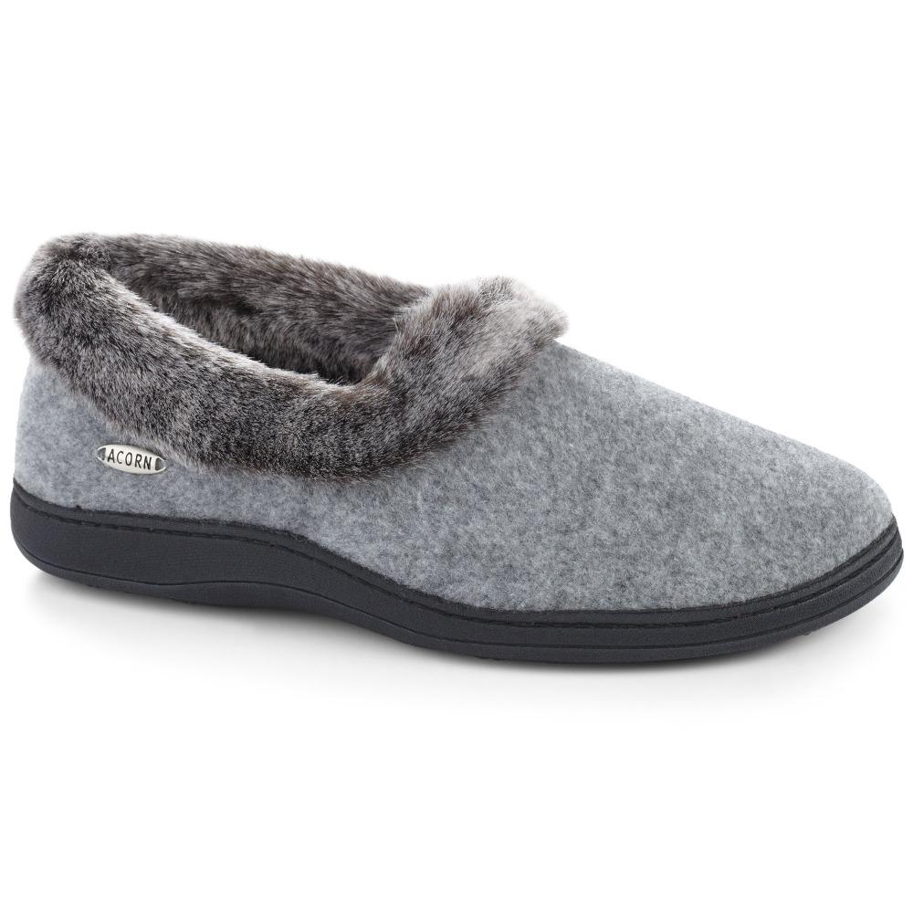 Women's Faux Fur Collar Slippers in Stone Right Angle View