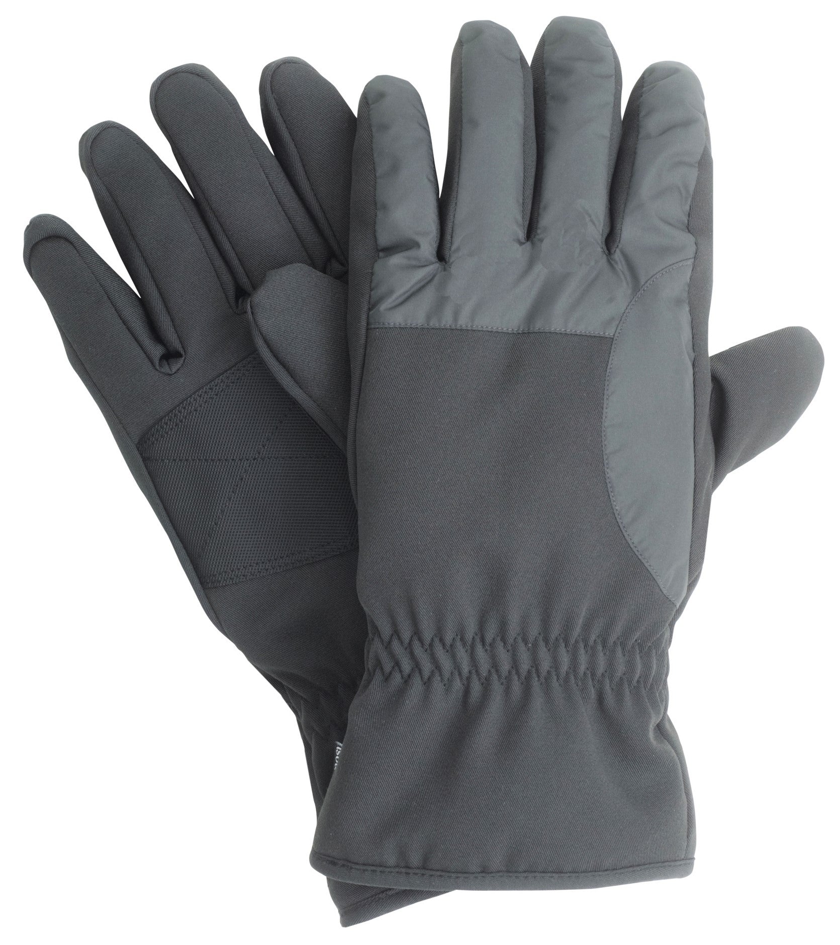 Isotoner Men's Waterproof Stretch Poly Twill & Nylon Combo Gloves