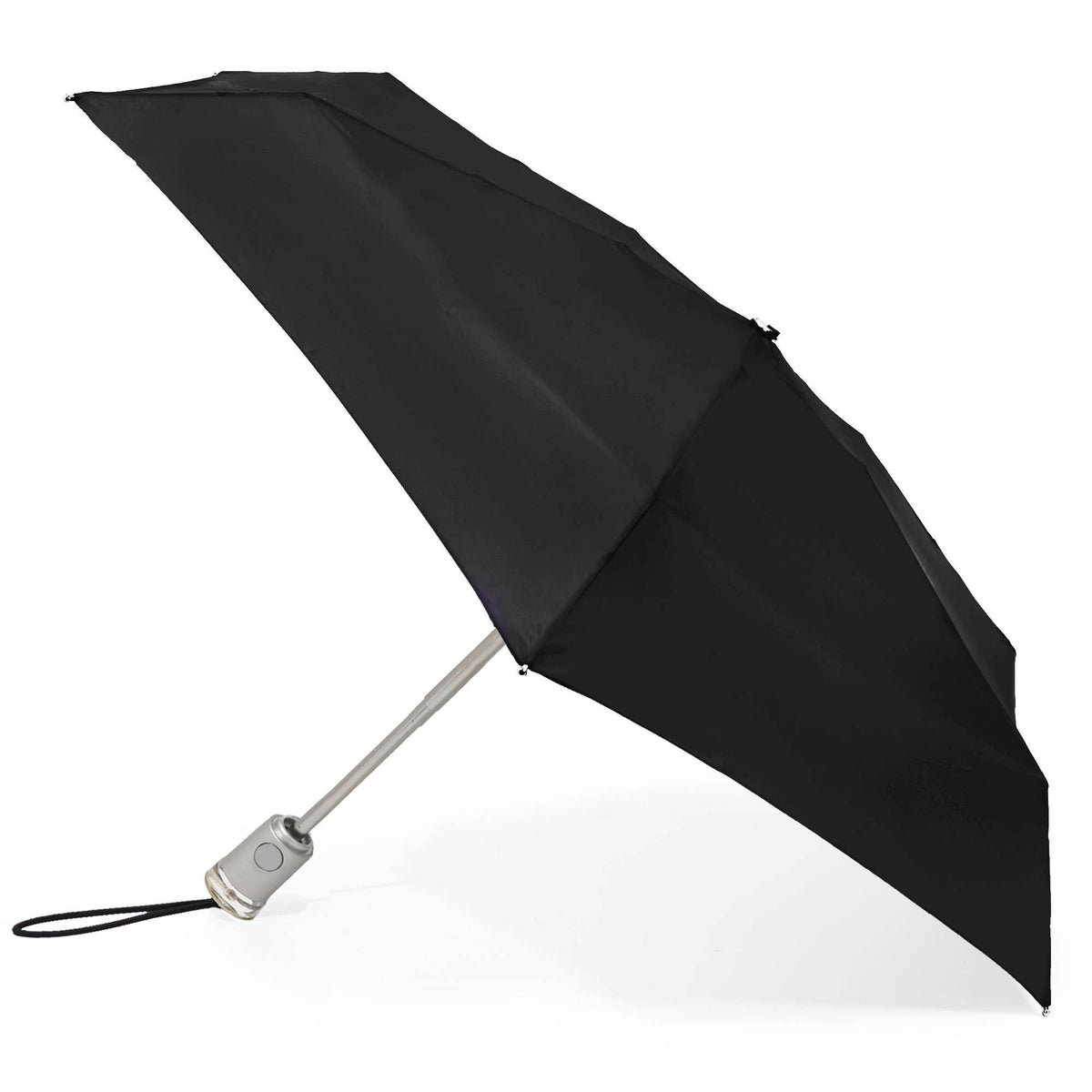 totes Automatic Classic Compact SunGuard and NeverWet Umbrella black side view open