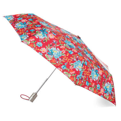 totes Auto Open/Close NeverWet® Compact Umbrella Library Floral  side view