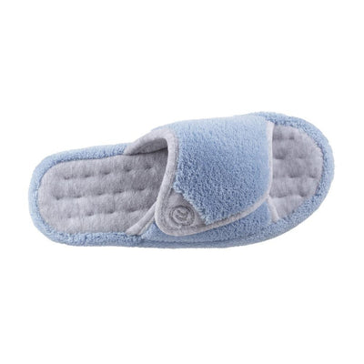 Signature Women's Microterry Spa Slide Slippers Blue Moon Top View