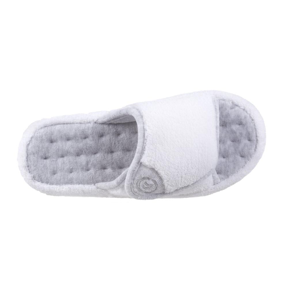 Signature Women's Microterry Spa Slide Slippers in White Top View