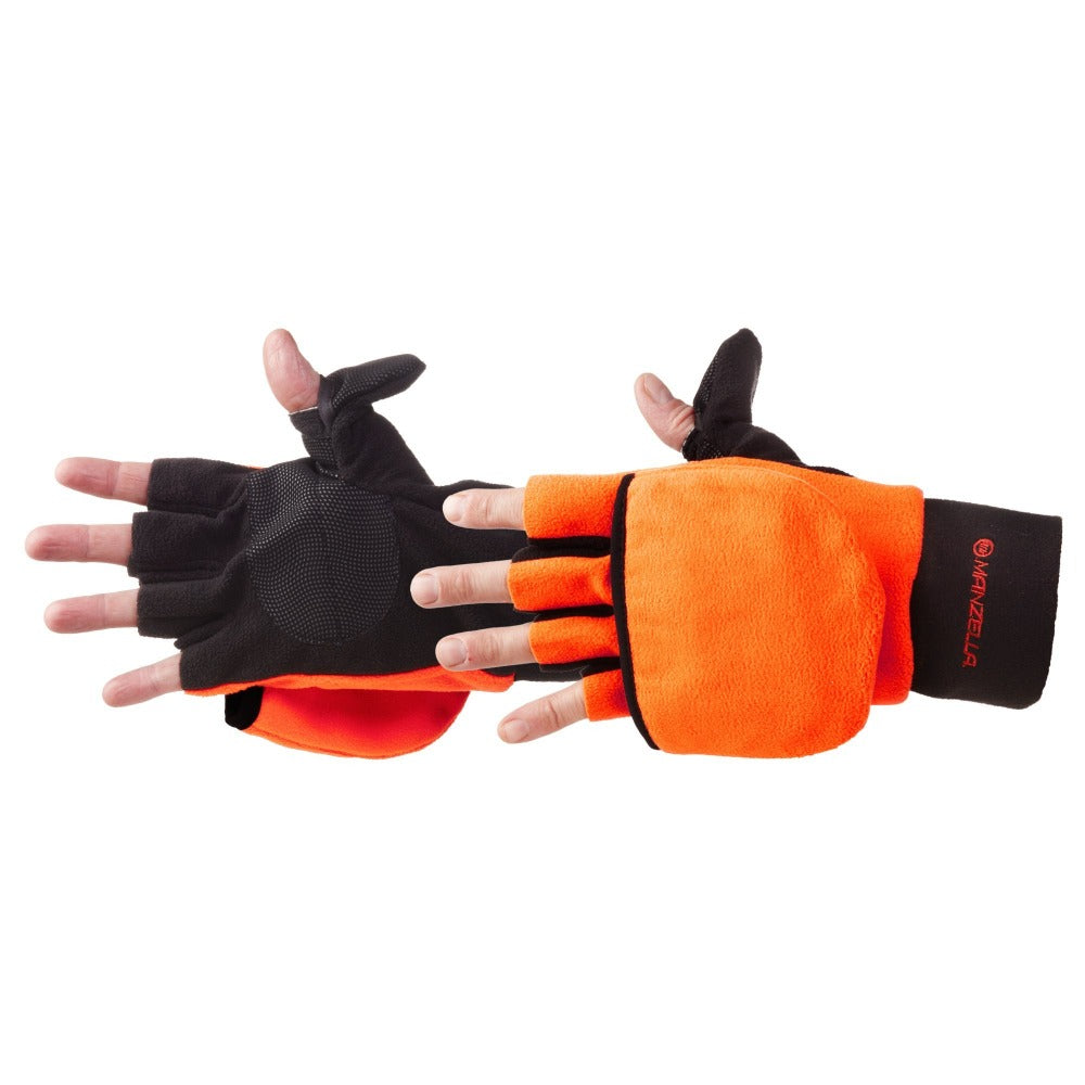 Men's Hunter Convertible Gloves in Blaze Orange Pair Side Profile