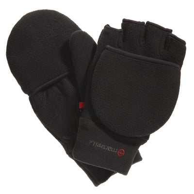 Men's Cascade Convertible Outdoor Gloves in Black Pair Straight On View